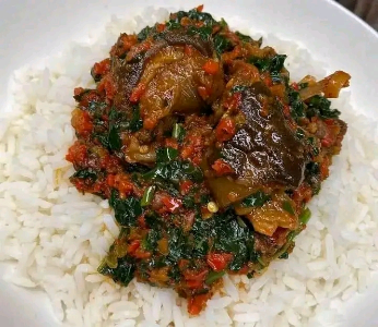white rice with vegetable stew