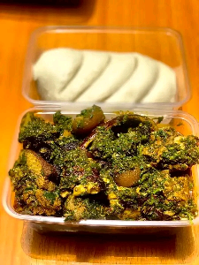 afang soup with fufu