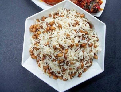 white rice mixed with beans