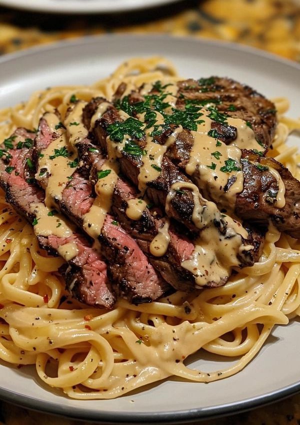 Creamy steak pasta