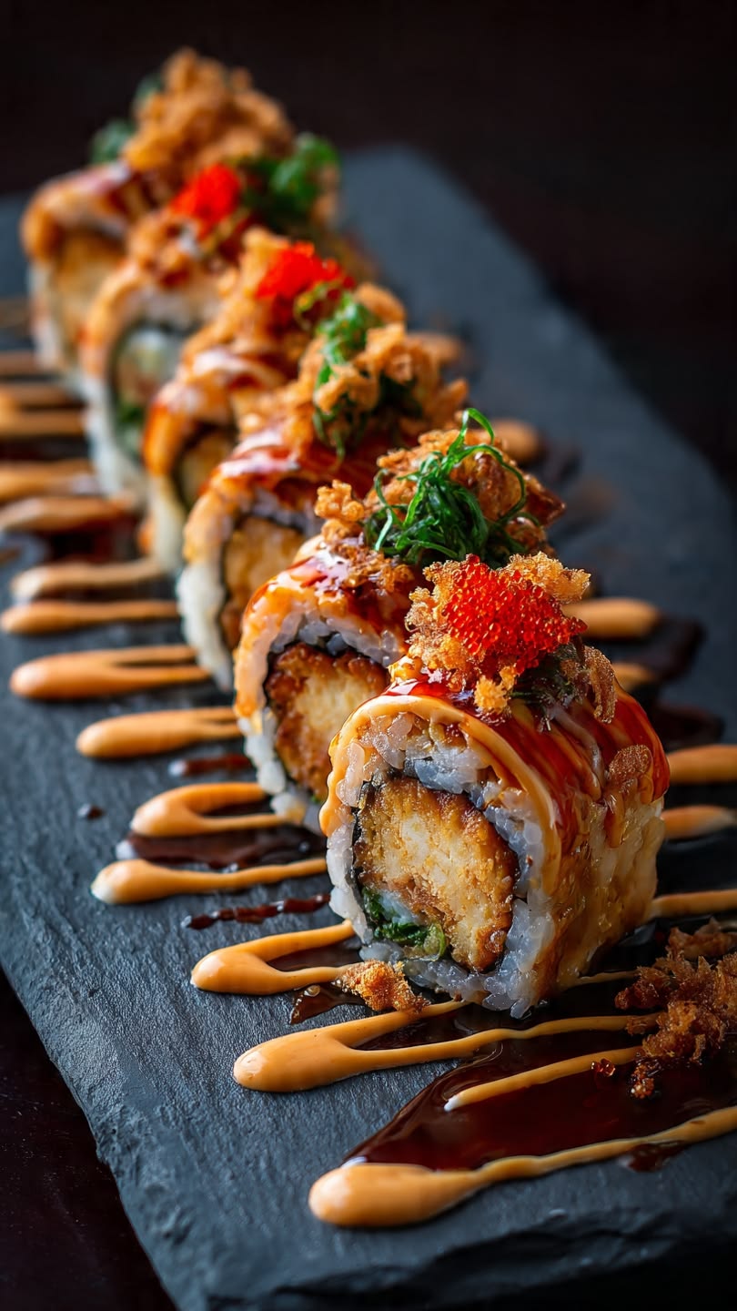 Crispy chicken sushi
