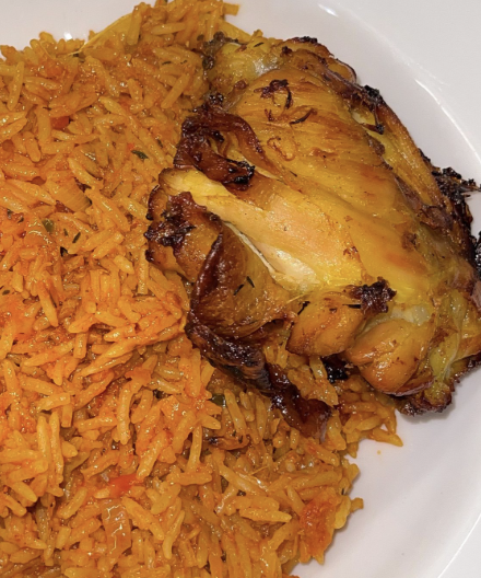 Jollof rice with Chicken & coca-cola