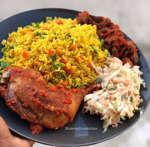 Continental Fried Rice with Chicken Perri-Perri and plantain