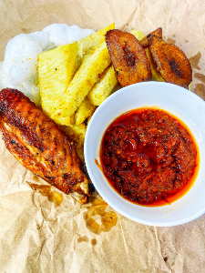 Fried Yam with Turkey