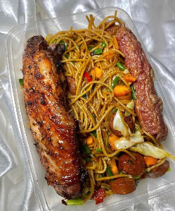 Gucci yam with ponmo sauce + protein